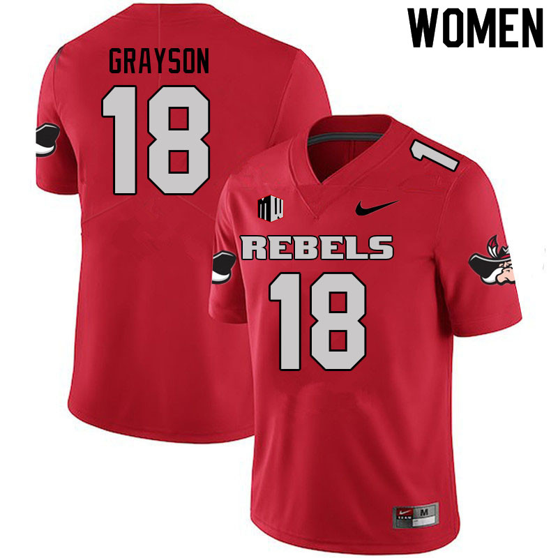 Women #18 Shaun Grayson UNLV Rebels College Football Jerseys Sale-Scarlet
